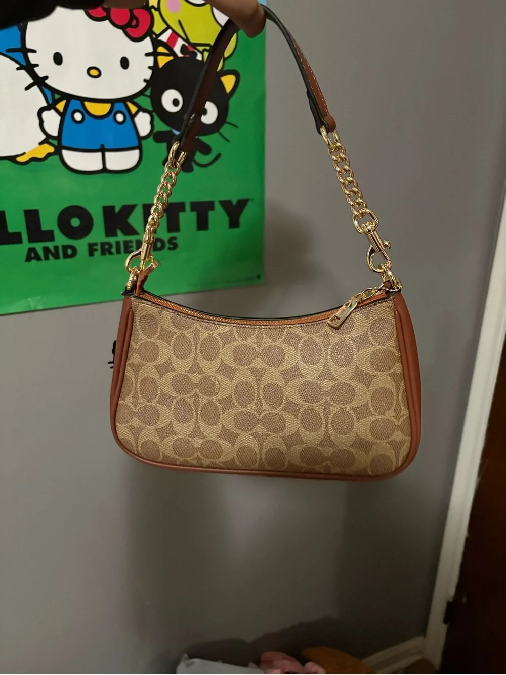 Coach Brown Signature Canvas Teri Shoulder Bag